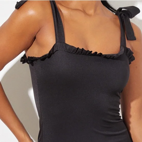 PrettyLittleThing Black Frill Mini Dress | Size 2 | NWT - Picture 6 of 10